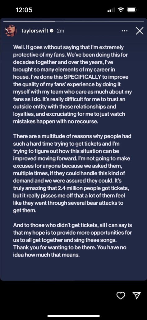 Taylor Swift *Finally* Responded To Ticketmastergate 3 Screenshot 2022 11 18 at 12.05.15 PM