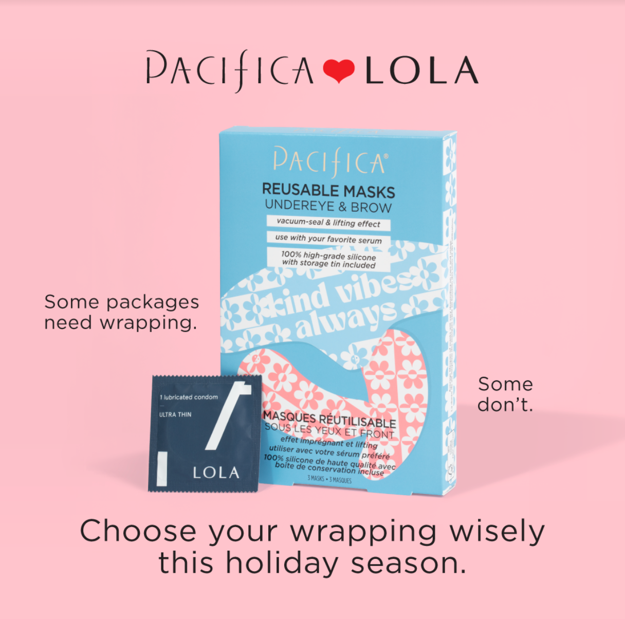 LOLA x Pacifica's Holiday Collab Features Condoms & Reusable Eye Masks